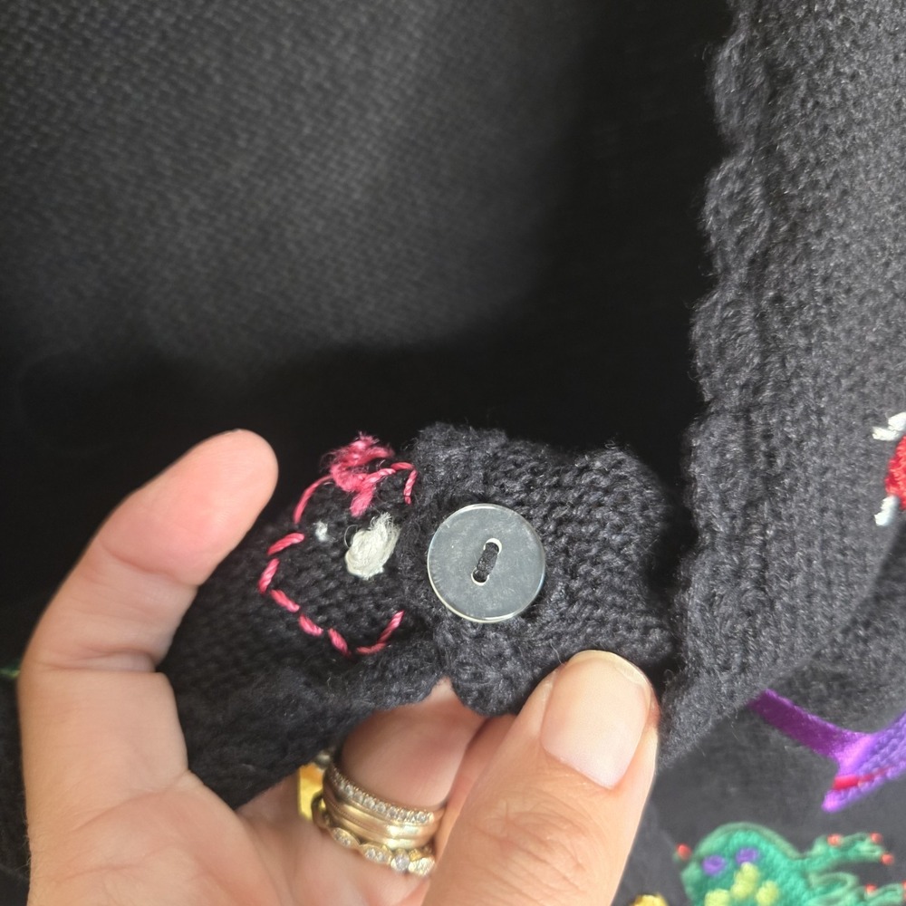 Mandal Bay 90s Spring Size Embroidered XL Black Vest Cotton Blend Whimsical - Picture 6 of 10